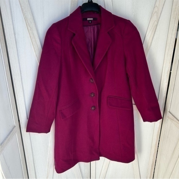 Dkny Jackets & Blazers - ✨Like New DKNY Women's Burgundy fuchsia pink blazer style peacoat size 8